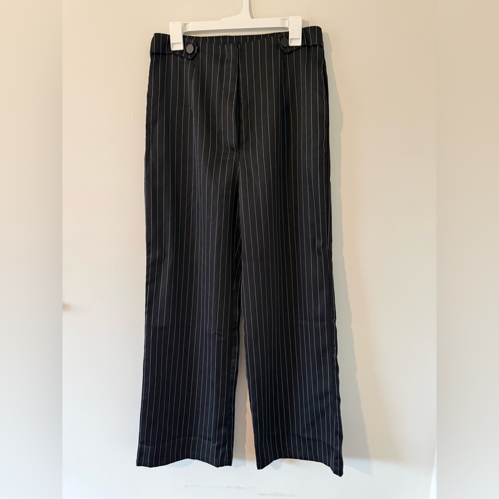 Women's Black Pinstripe Dress Pants
